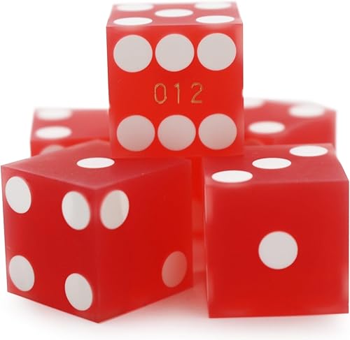 Dados profesionales de casino de 0.748 in Juego de 5 dados rojo arena borde de afeitar, juego serializado a juego Auténtica experiencia de dados