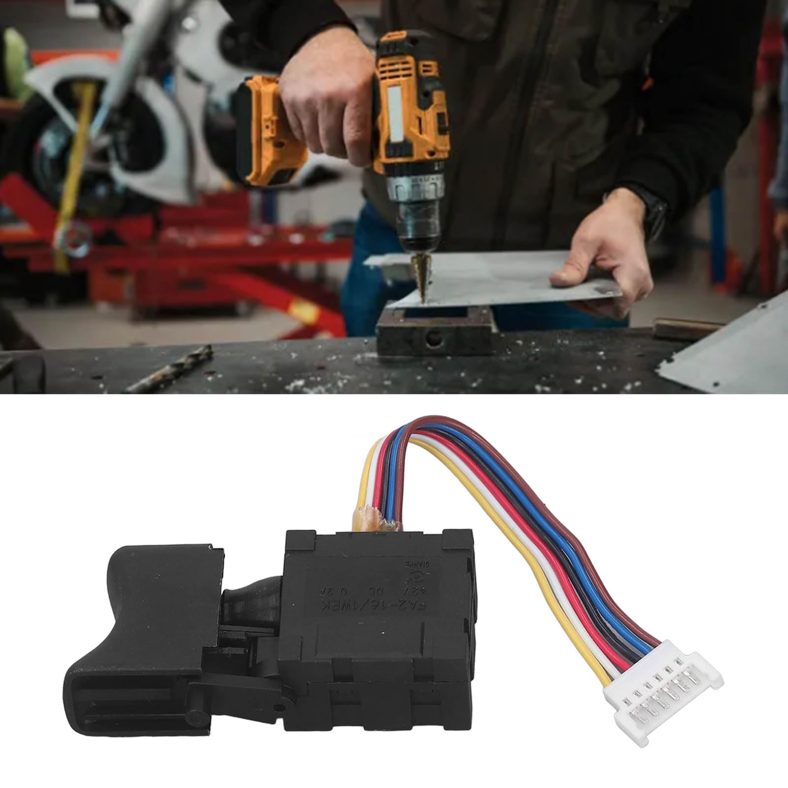 Natudeco Universal Drill Trigger Switch Variable Speed Drill Switch Speed Control Trigger 42V Brushless Electric Drill Speed Control with Lock Push Button