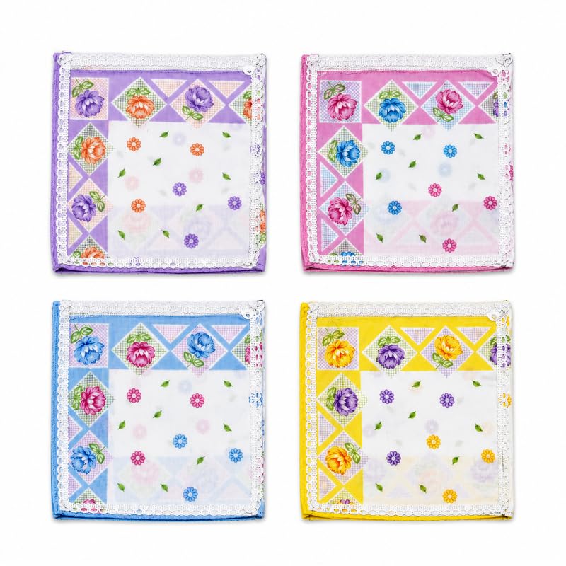 Women Floral Cotton Hanky with Zip/Pouch – Soft 100% Cotton Handkerchief with Pocket to Store Cash, Cards, Medicine, Phone, or Keys | Travel & School Essentials-image-29