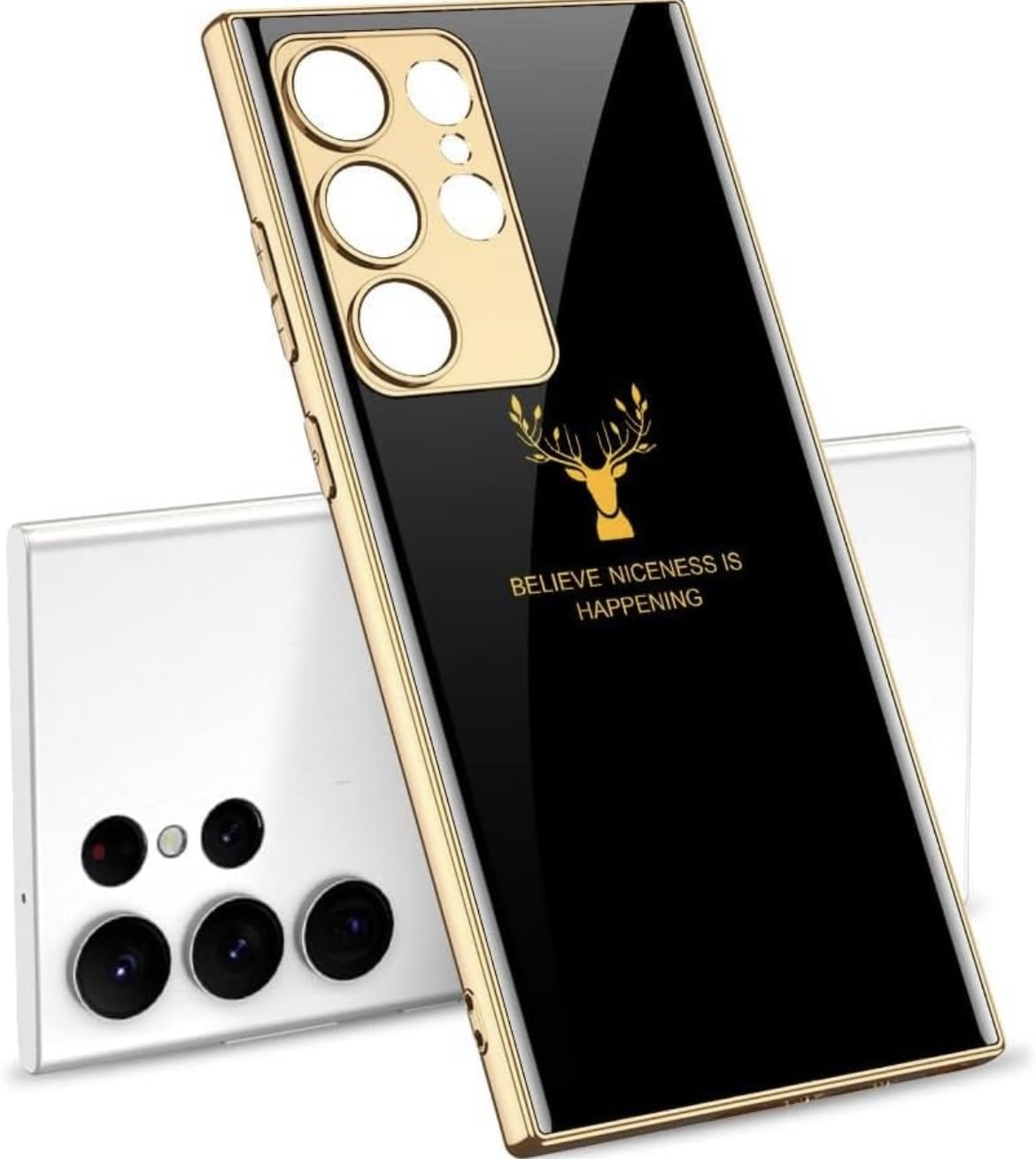 Back Cover Samsung Galaxy S23 Ultra Glossy Black and Gold Deer Shockproof Phone Cover (Black, Pack of: 1) (B0CVW8HZ1Q) Amazon Price History, Amazon Price Tracker