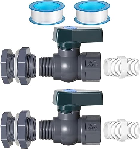 Miniatura 1 de LePvo Kit de 2 espigas de barril de lluvia, kit de desviador de jardín de PVC de barril de agua, adaptador de grifo de manguera de montaje de