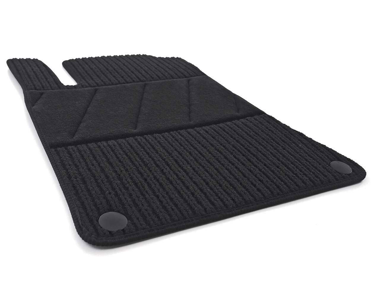 Fahrermatte passgenau für Mercedes W246 B-Klasse (2011-2018) AMG Ripsmatte Fußmatte Fahrerseite Doppelrippe Matte schwarz mit Absatzschoner, Fersenschutz, Trittschutz in Original Qualität