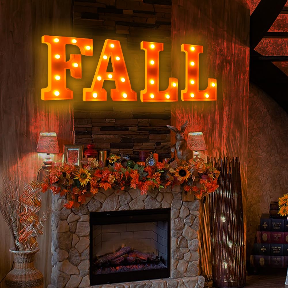 DIYDEC Fall Decorations for Home-4 LED Marquee Light Up Letters