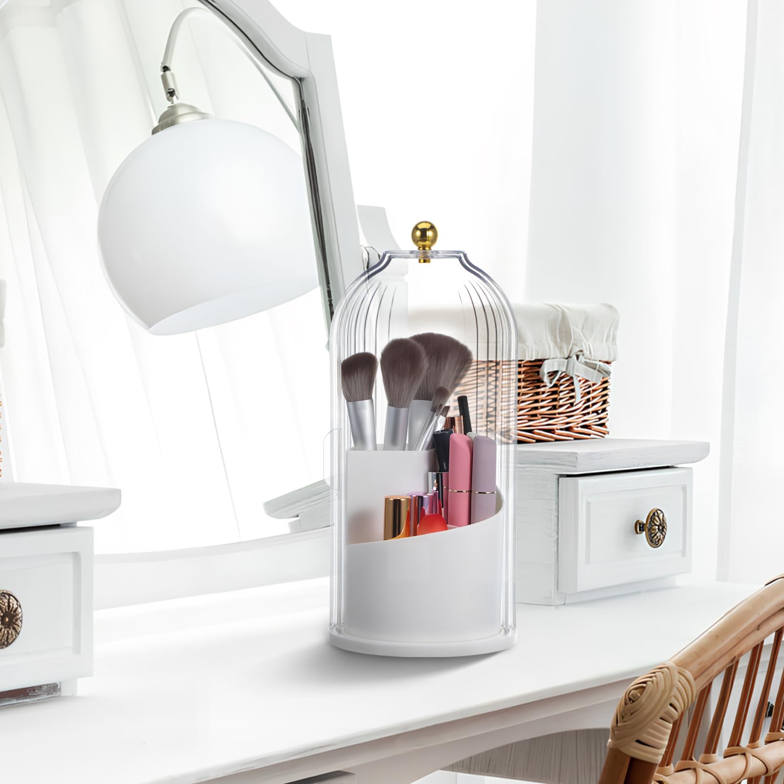 Kosmetikpinsel Behälter Mit Deckel Make-up Pinselhalter Stehender Drehbar Für Schminktisch Und Badezimmer Transparenter Pinsel Organizer Für Arbeitsplatte