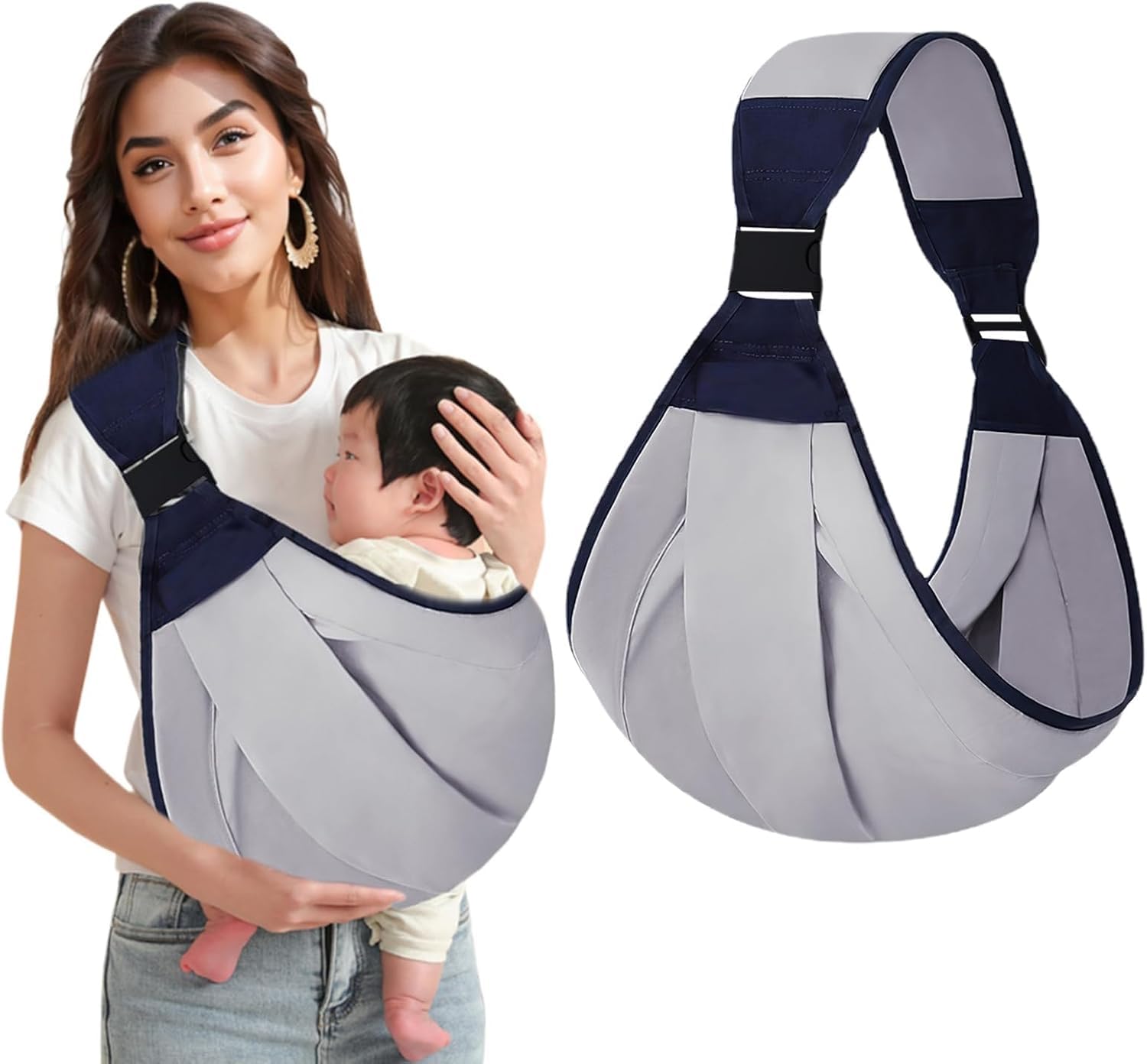 Baby Sling Carrier Newborn to Toddler Adjustable Lightweight One Shoulder Labor-Saving Baby Wrap Sling Hip Seat for Toddler Holder Carrier