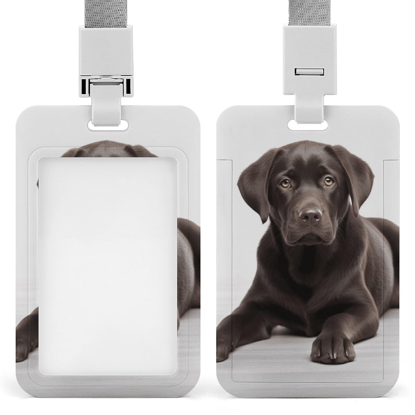 ID Card Holders for Lanyard,Dog Printed Badge Holder with Clear Window,Plastic Vertical Bus Pass Holders for Work Teacher Nurse Employees Proximity Key Cards Women Men — image 1
