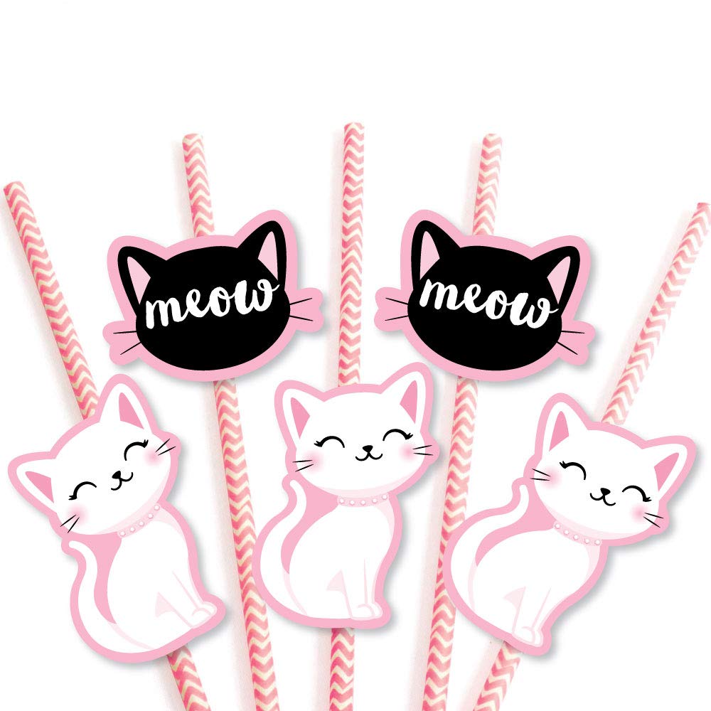 Amazon.com: Big Dot of Happiness Purr-fect Kitty Cat - Paper Straw