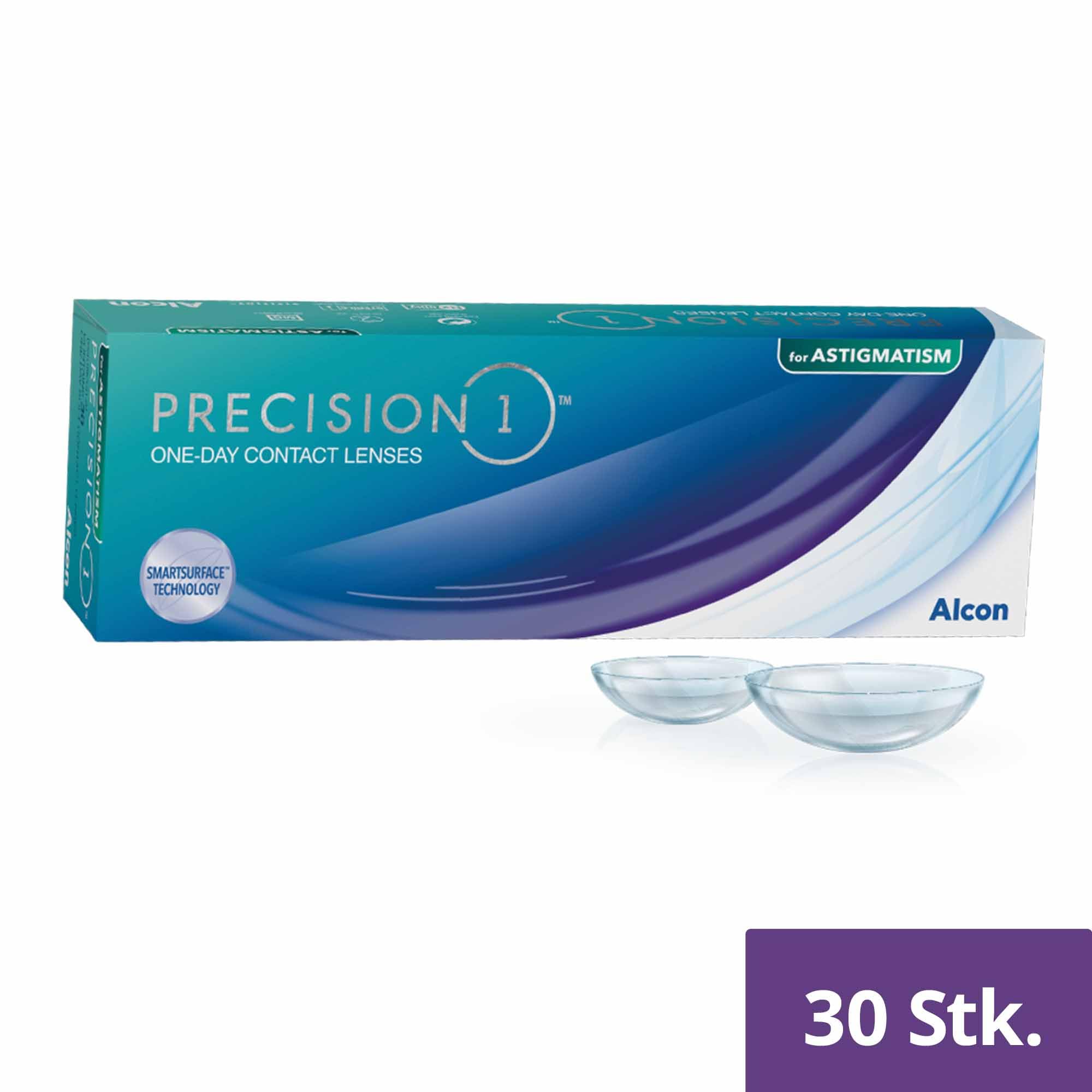 PRECISION1 Toric Tageslinsen weich | 90 Stück | BC 8.5 mm | DIA 14.5 mm | CYL 1.25 | ACHSE 90 | -01.50 Dioptrien | Weiche Tageslinsen für Astigmatismus sind einfach zu tragen und hand zu haben. Mit BC 8.5 mm und DIA 14.5 mm
