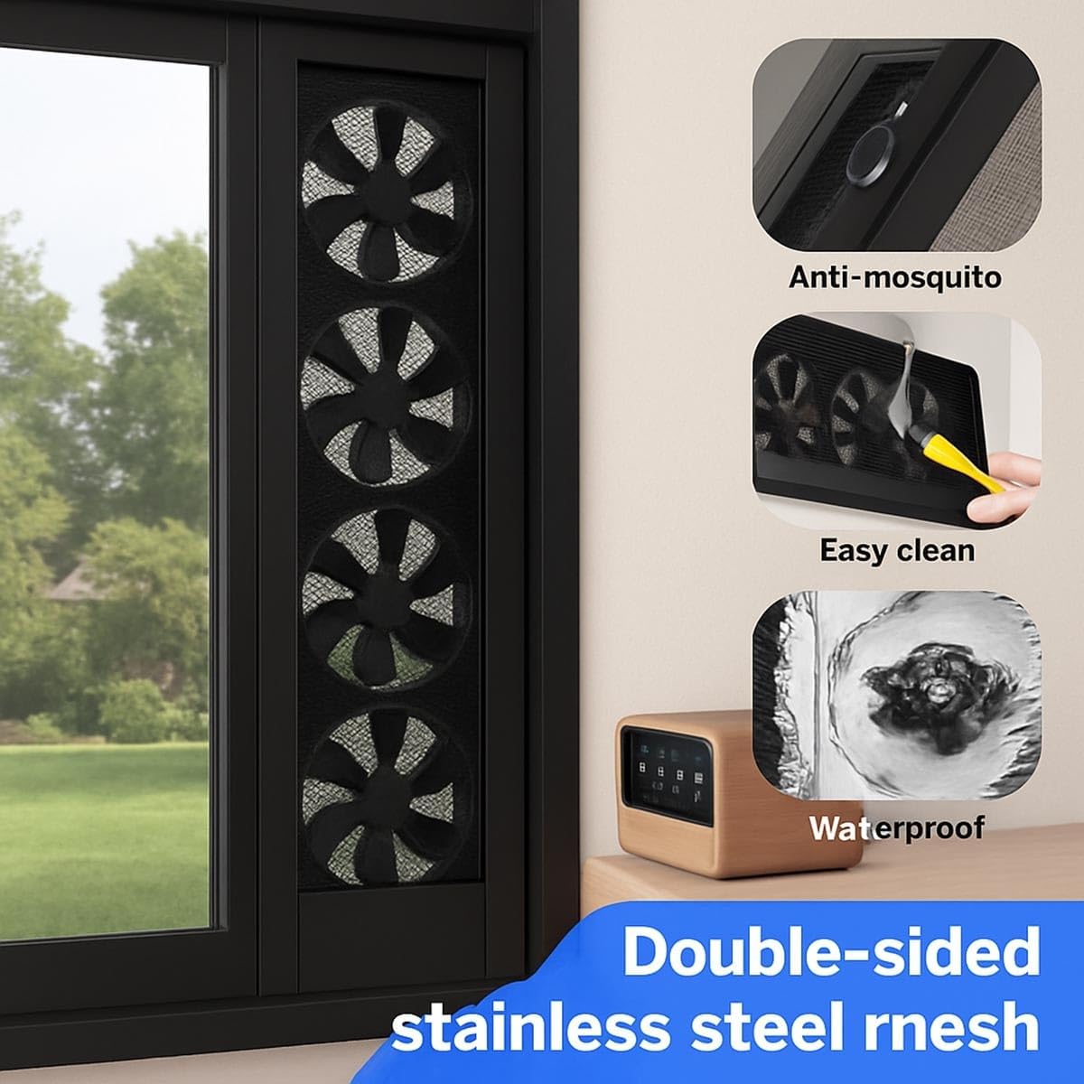 Retractable Window Exhaust Fan, Twin Window Fan Reversible Exhaust for Sliding Windows 13.7-53.1 Inch Vertical Window Fan, Bathroom Kitchen Casement Window Fans, Weather Resistant(24.41-29.13in)