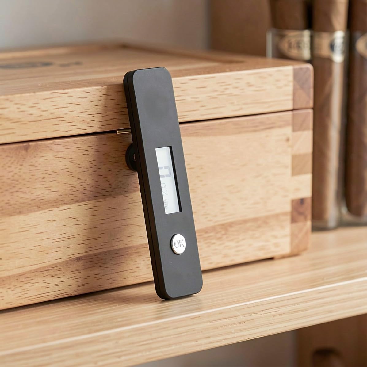 TOPBATHY Higrómetro Digital para Humidor Pantalla Lcd y Doble Modo, Negro