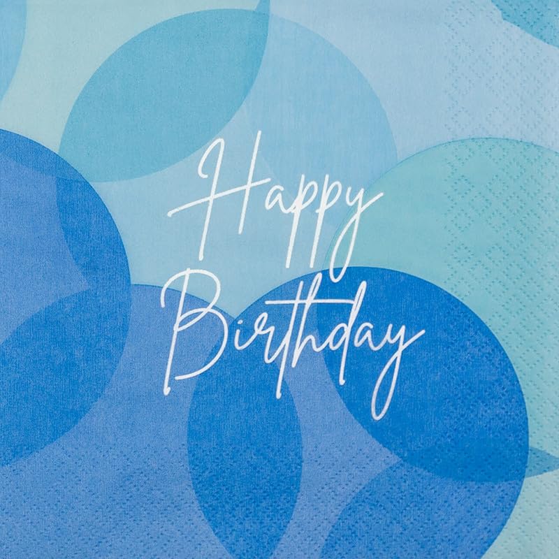 20 Servietten Geburtstag Happy Birthday soft blau als Tischdeko. Papierservietten mit Motiv. Auch für Decoupage und Serviettentechnik 33x33cm