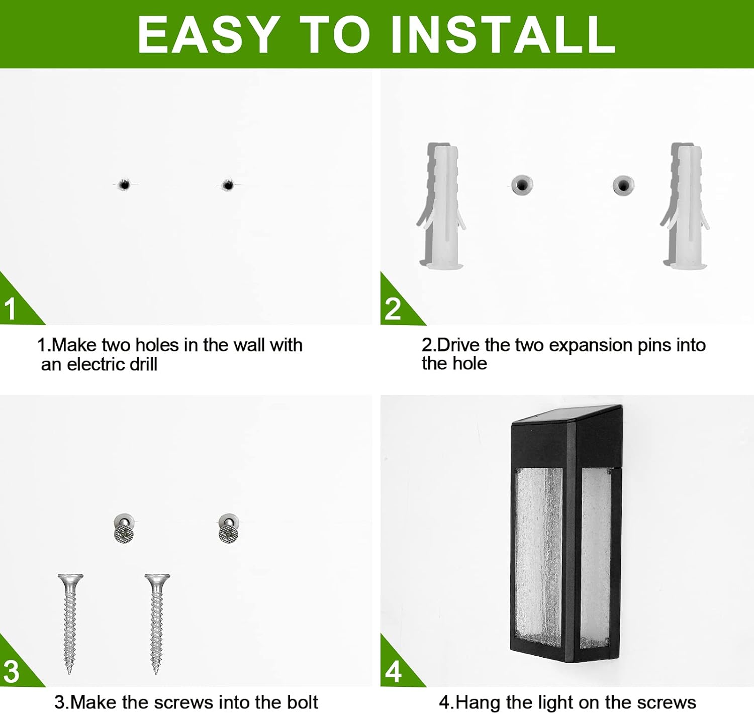 GOODFOEVER 4 Pack Solar Fence Lights Solar Post Accent Light/Wall Light for Outdoor, Yard, Fence, Porch and Garage, Body in Aluminum and Glass Waterproof - Image 8