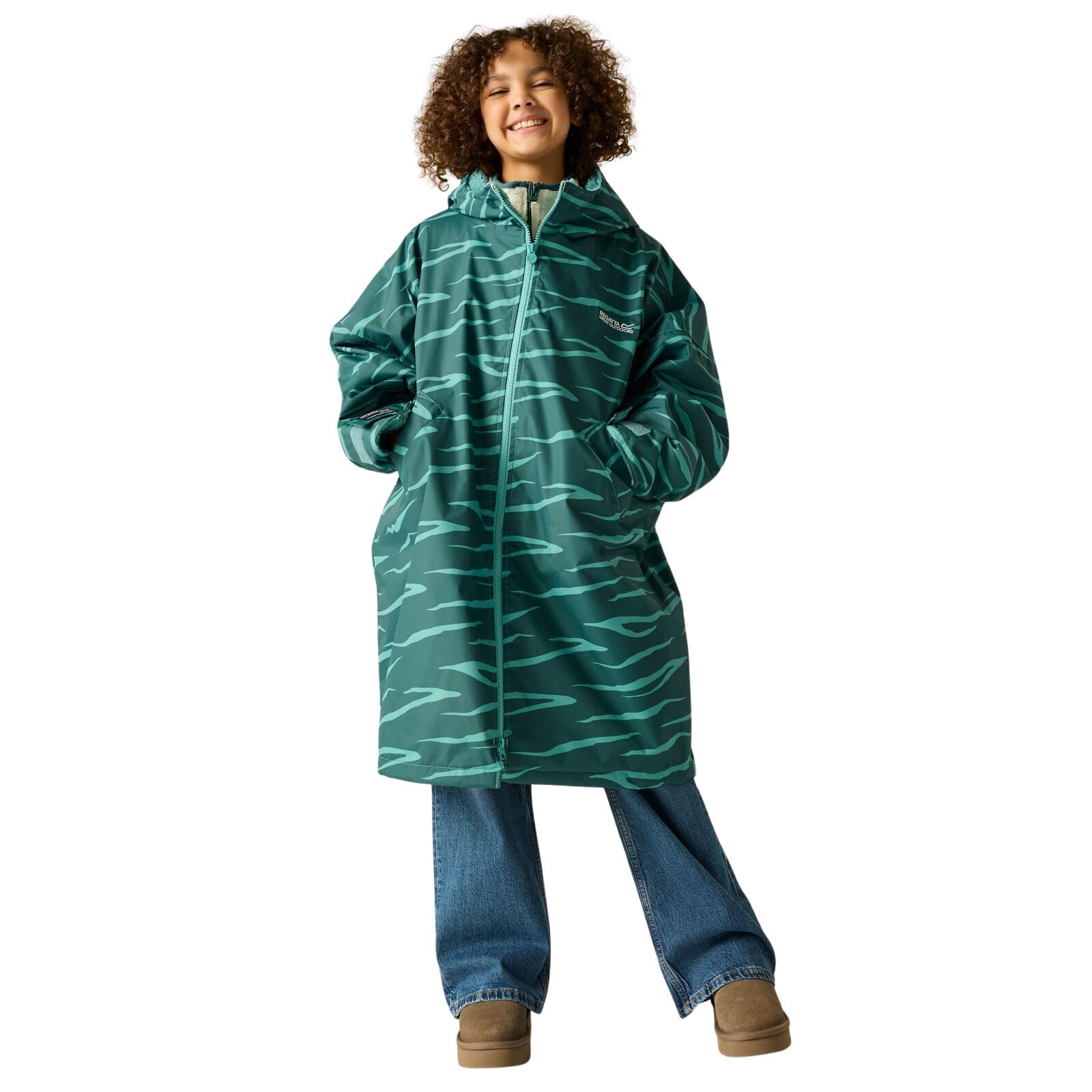 Regatta Junior Waterproof Robe Mediterranean Zebra (Turquoise)