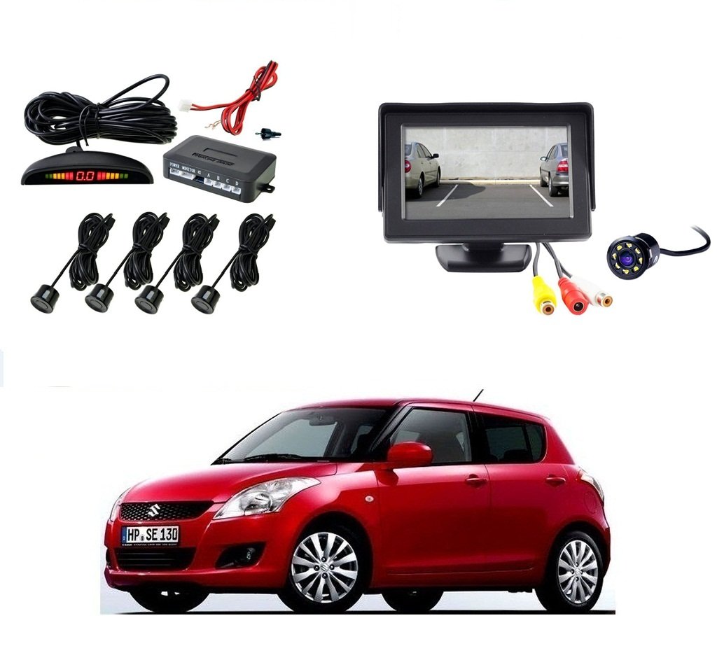 AutoStark Car Parking Sensors-Black+4.3 Inch Screen & Camera-For Maruti Suzuki Swift New