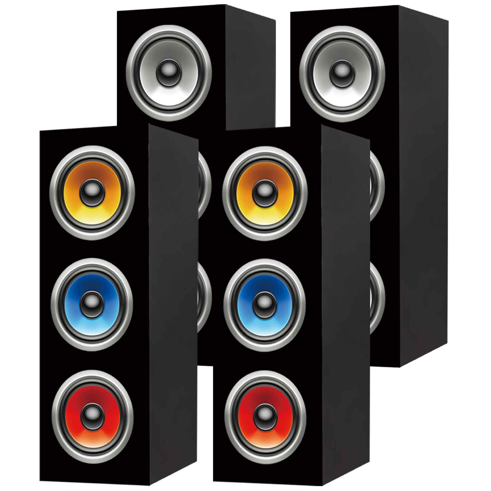 4 szt. dekoracje imprezowe w stylu lat 80. i 90., hip-hopowe, duże papierowe pudełka Boombox do retro lat 80. i 90., tematyczna muzyka, neonowa dekoracja, 4 x 15 x 15 cm (różne kolory)