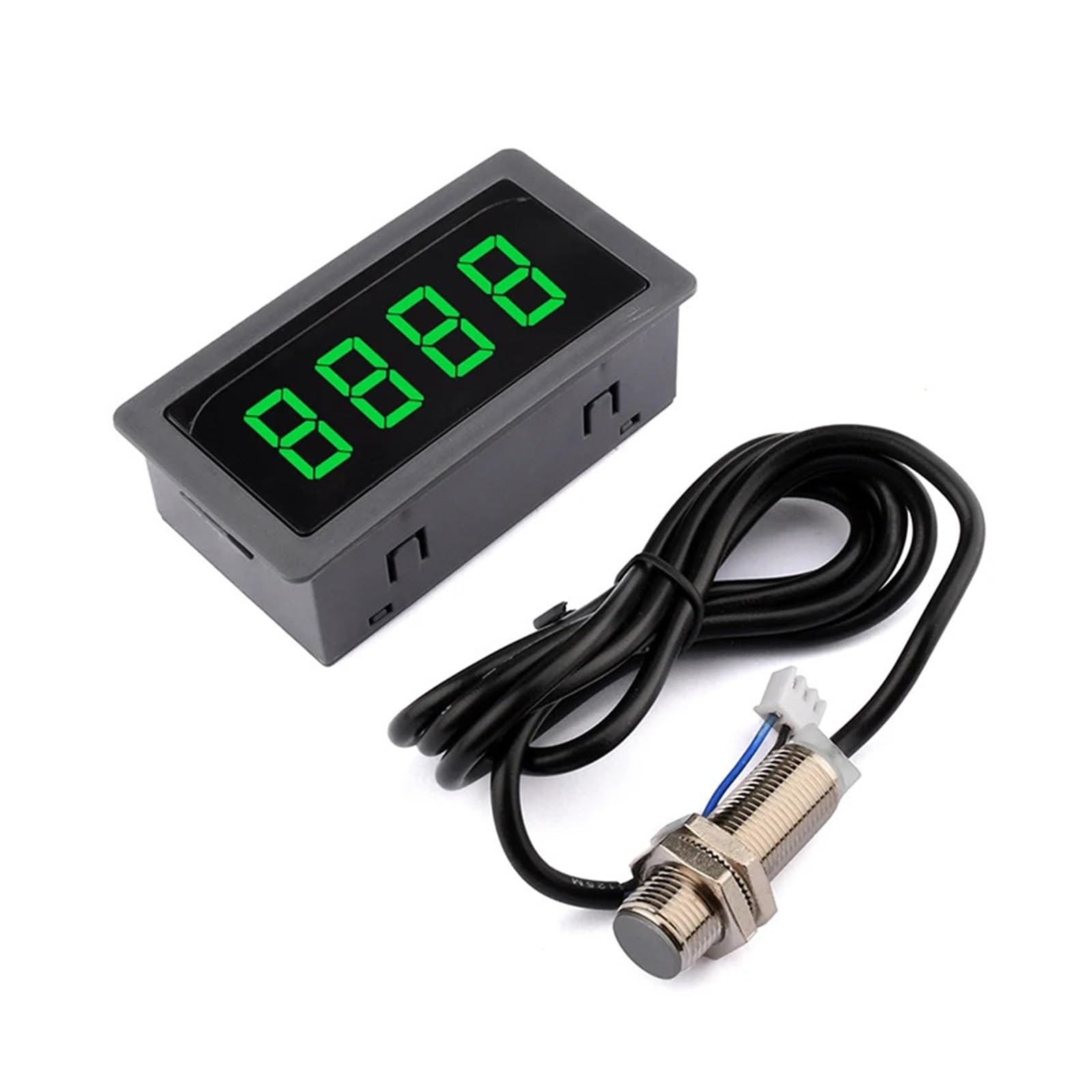 Medidor de velocidad de motor, tacómetro digital LED de 4 dígitos DC8-24V (RPM), velocímetro + sensor de proximidad de efecto Hall (NPN)(Blue)
