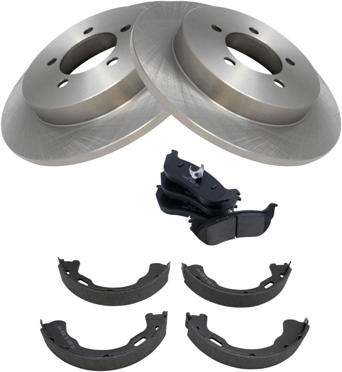 Rear Brake Pad & Rotor Kit With Parking Shoes for Ford Explorer Eddie Bauer/Limited/XLS/XLT 02-05 & XLS Sport/XLT Sport 04-05|Mercury Mountaineer Base 02-04 & Premier 04-05