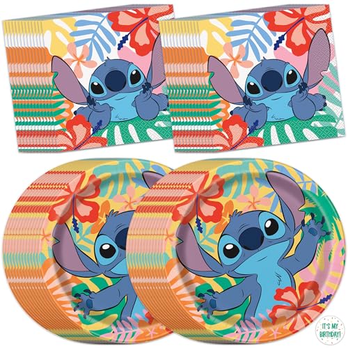 Stitch Plates and Napkins for 32 Guests | Lilo and Stitch Birthday Party Decorations | Officially Licensed