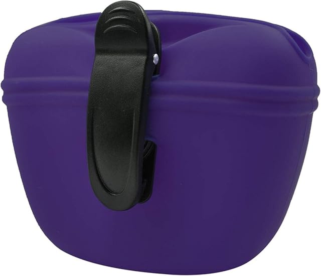 Amazon Brand  Umi Silicone Dog Treat Pouch with Clip,Portable Dog Food Container for Training,Convenient Magnetic Buckle Closing and Waist Clip - Food Grade Silicone BPA Free - Purple