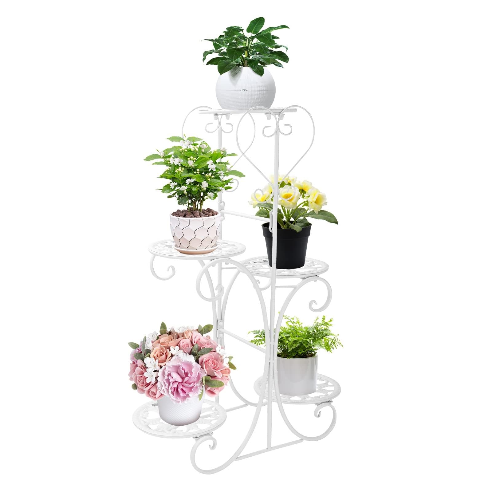 M.J COMFY-LIFE 5 Tier Plant Stand Flower Pot Shelf Rack Holder Garden Christmas Home Décor (White)