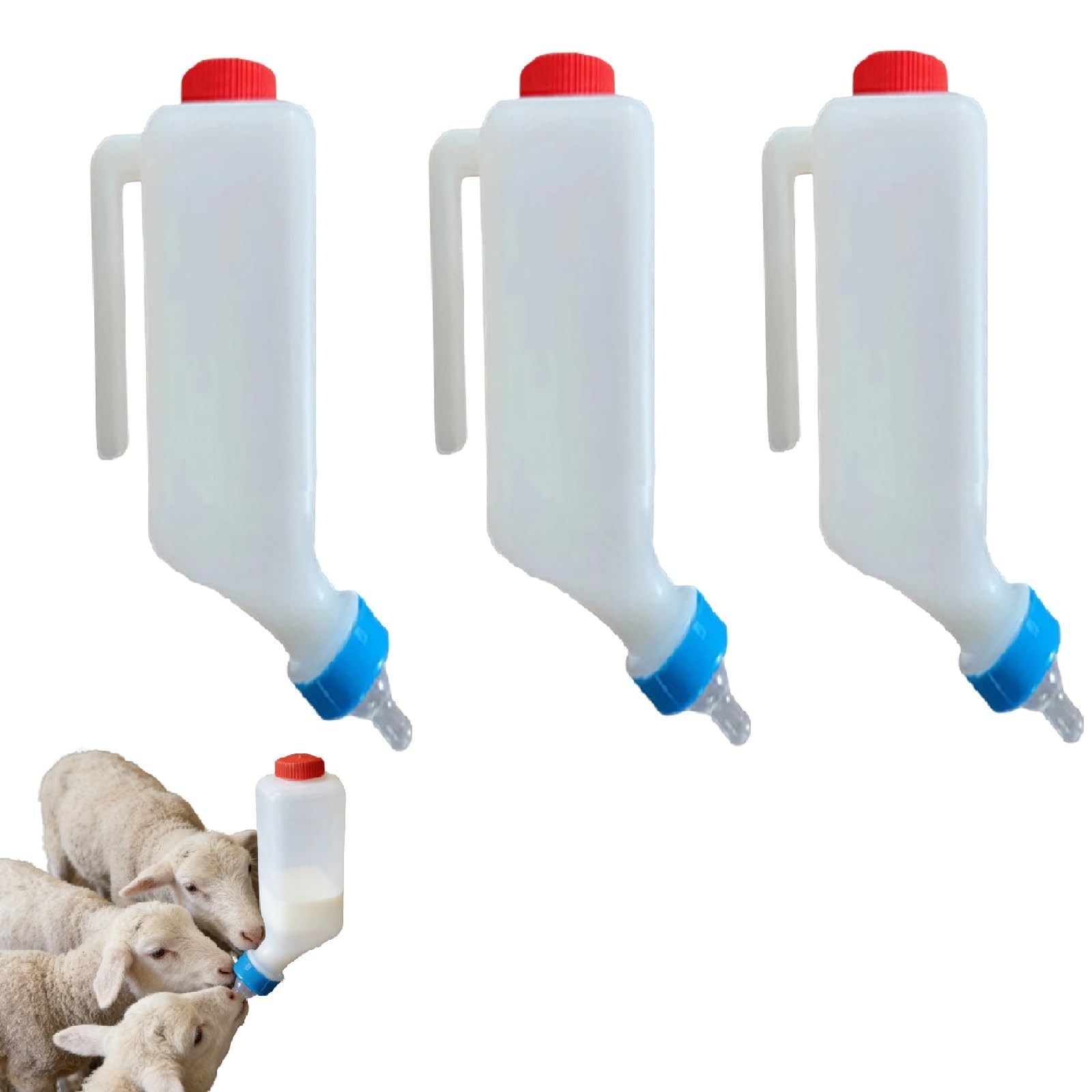 Biberon per agnelli, 500ml/800ml/1000ml Pappagallo per latte di capra con scala, 2 pezzi biberon per allevamento per pecore, vitelli, suinetti, facile da pulire con fondo removibile, te 3-pack 1000ml