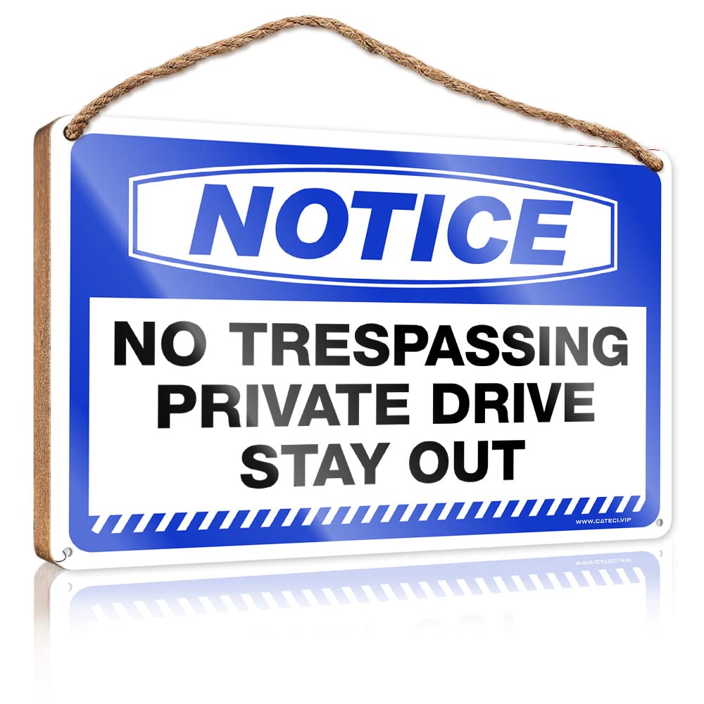 Hanging Decor Door Notice No Trespassing Private Drive Stay Out Wooden Sign Rustic Kitchen Decor And Accessories Farmhouse Dec(23X35CM)