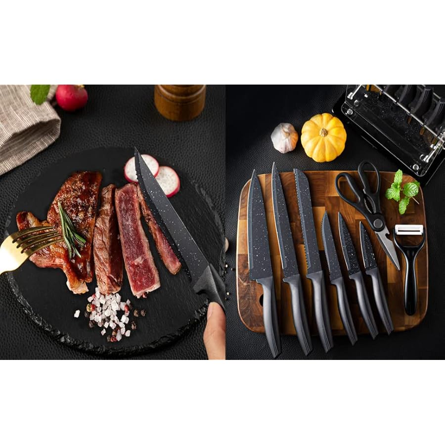 Kitchen-Knife-Set-Non-Stick-14-Pcs-Knives-Set-with-Block-Sharp-Stainless-Steel-Knife-Sets-Contain-6-Steak-Knives-Clear-Acrylic-Stand-Nonstick-Chef-Knife-Best-Gift Kitchen Knife Set Non Stick 14 Pcs Knives Set with Block Sharp Stainless Steel Knife Sets Contain 6 Steak Knives, Clear Acrylic Stand Nonstick Chef Knife Best Gift