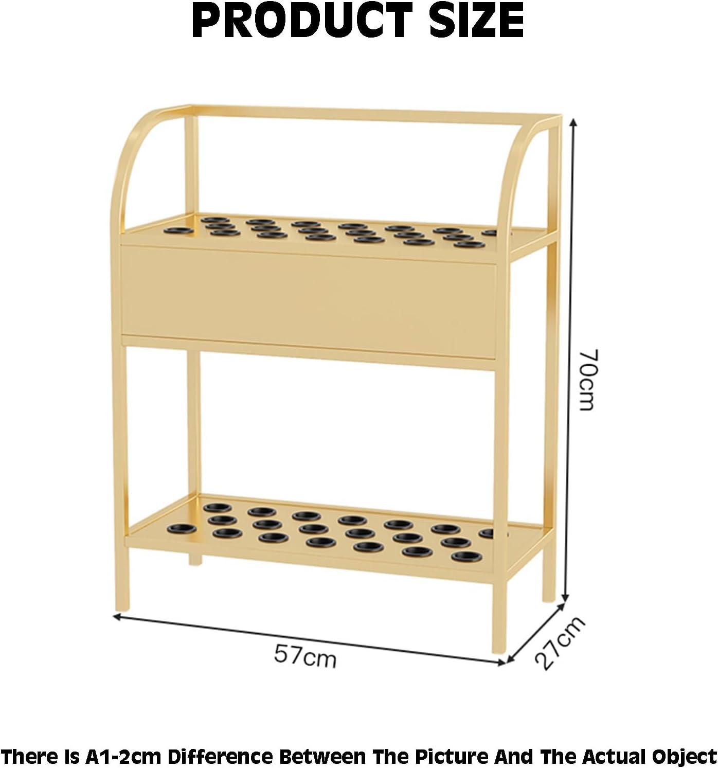 Gold Floor Stand Billiards Cue Rack - Pool Cue Storage Organizer with Rubber Protective Ring, No Assembly Required, Holds Up to 20 Cues - Ideal Billiard Room Equipment