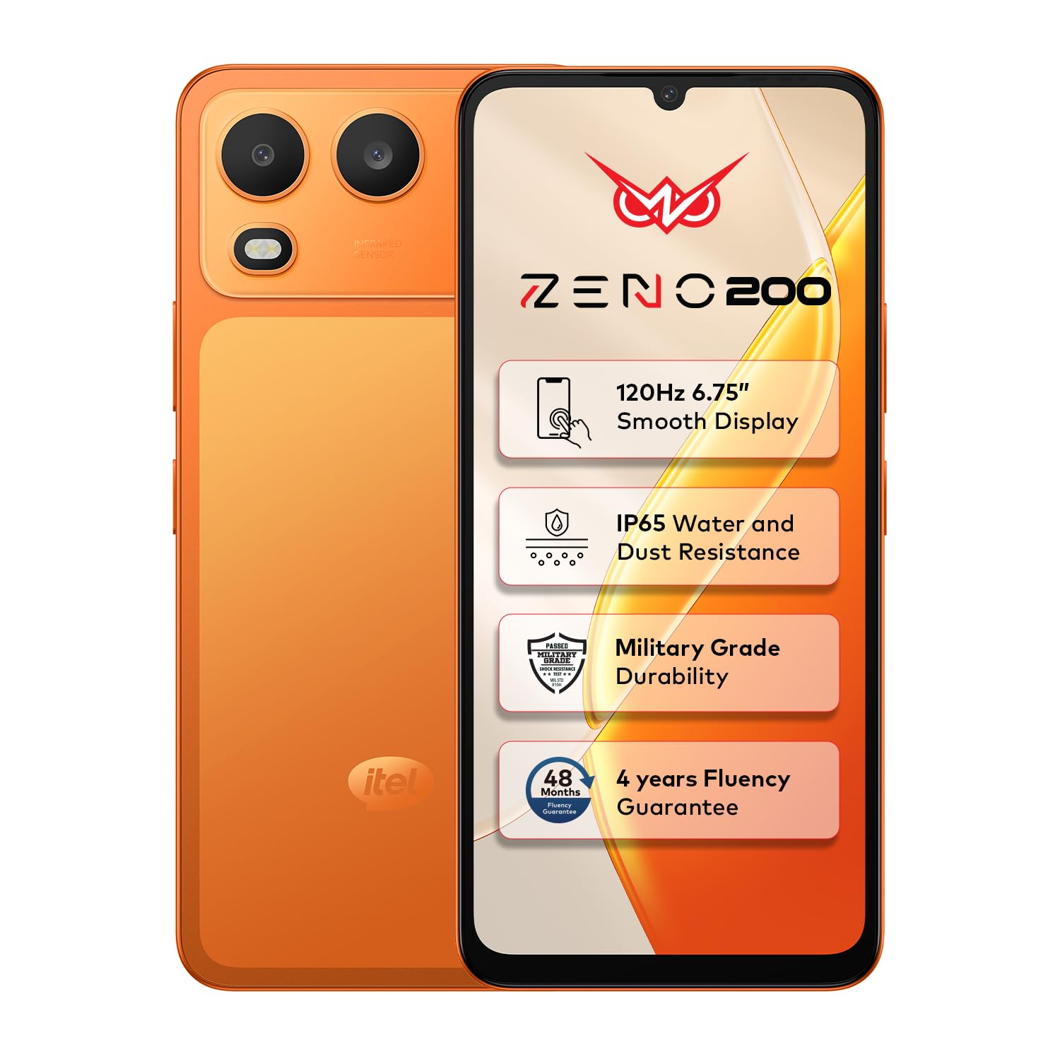 yomi 800% シークレット Itel Zeno 200 (Comet Orange, 4 GB RAM, 128 GB Storage) | 6.75
