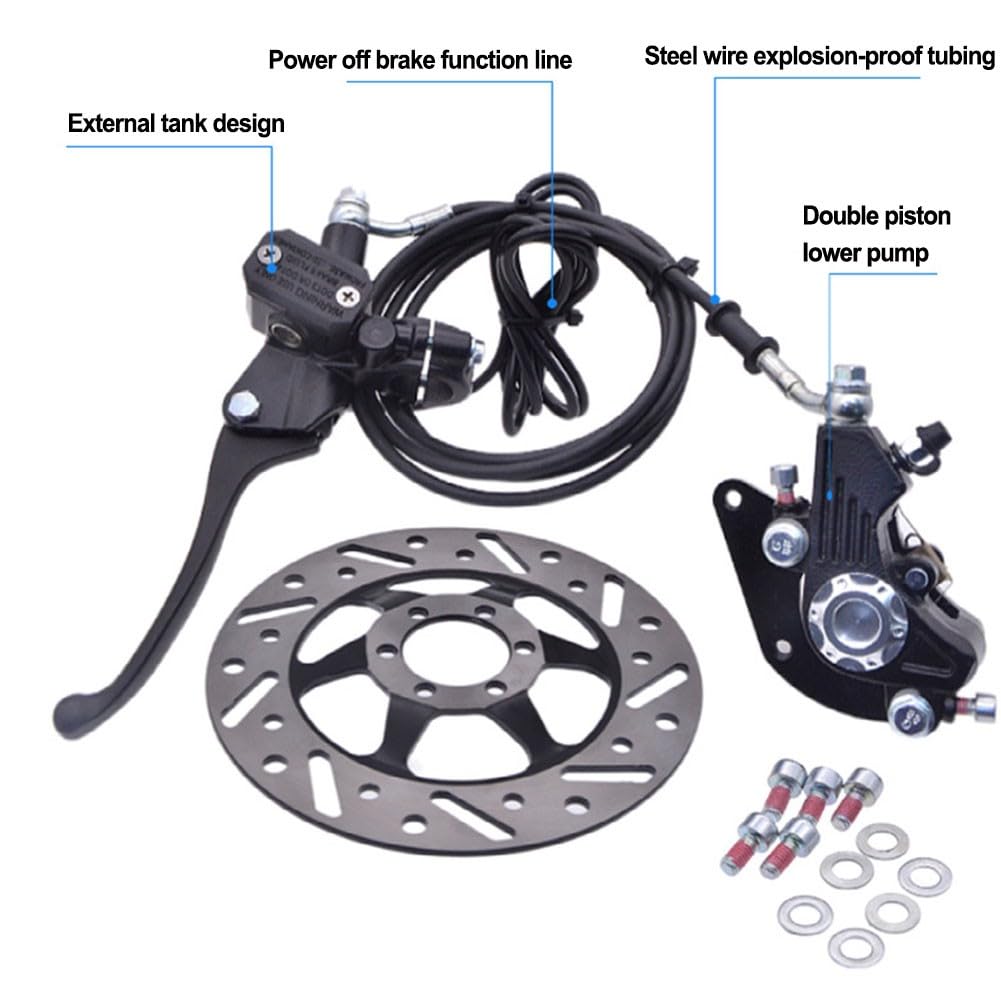 Set di freni a disco idraulici per e-bike Fatbike con funzione Power-Off, doppio pistone, in lega di alluminio, dischi da 160/180 mm, olio DOT4, interfaccia SM a 2 pin, anteriore/posteriore