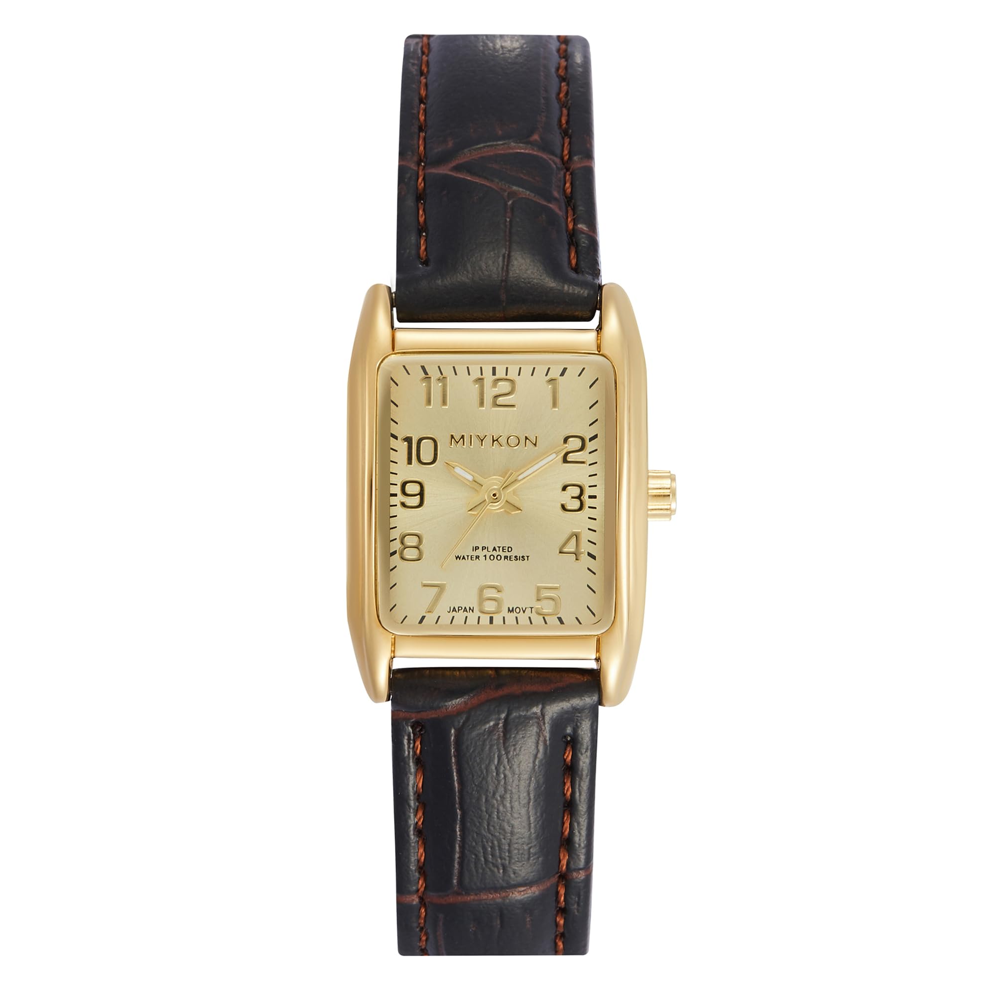 MiykonVintage Watches for Women - Small Dainty Tank, Square Womens Watch with Genuine Leather Strap - Second Hand, Ion Polished, Scratch Resistant Glass, Japanese Quartz, Waterproof to 100ft