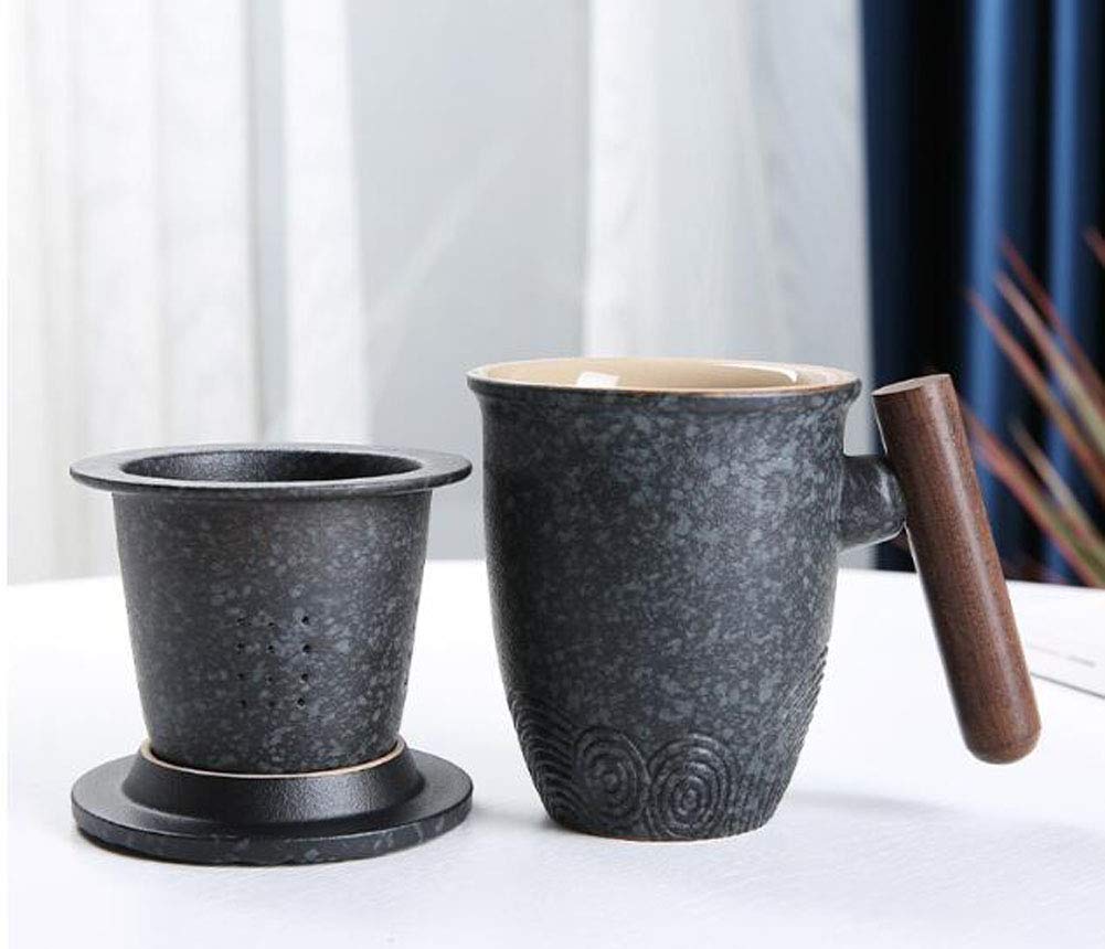 Maya Star Tasse à thé avec couvercle et filtre à eau en céramique, filtre à thé en céramique filtré tasse de séparation de thé
