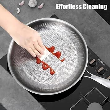 Pure Titanium Hammered Pan Pro with Lid, 10.23/11.02/11.81 Inch Siraat Pure Titanium Pan Hammered Pattern, Non Stick Frying Pans for Cooking, Scratch-Resistant, Even Heating (10.23inch)