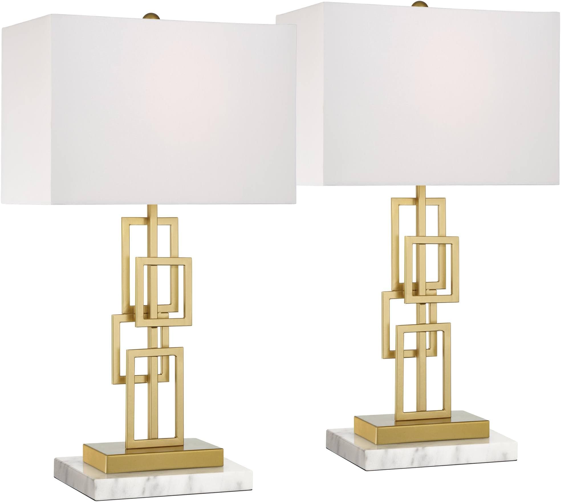 360 Lighting Gale Mid Century Modern Table Lamps with White Marble ...
