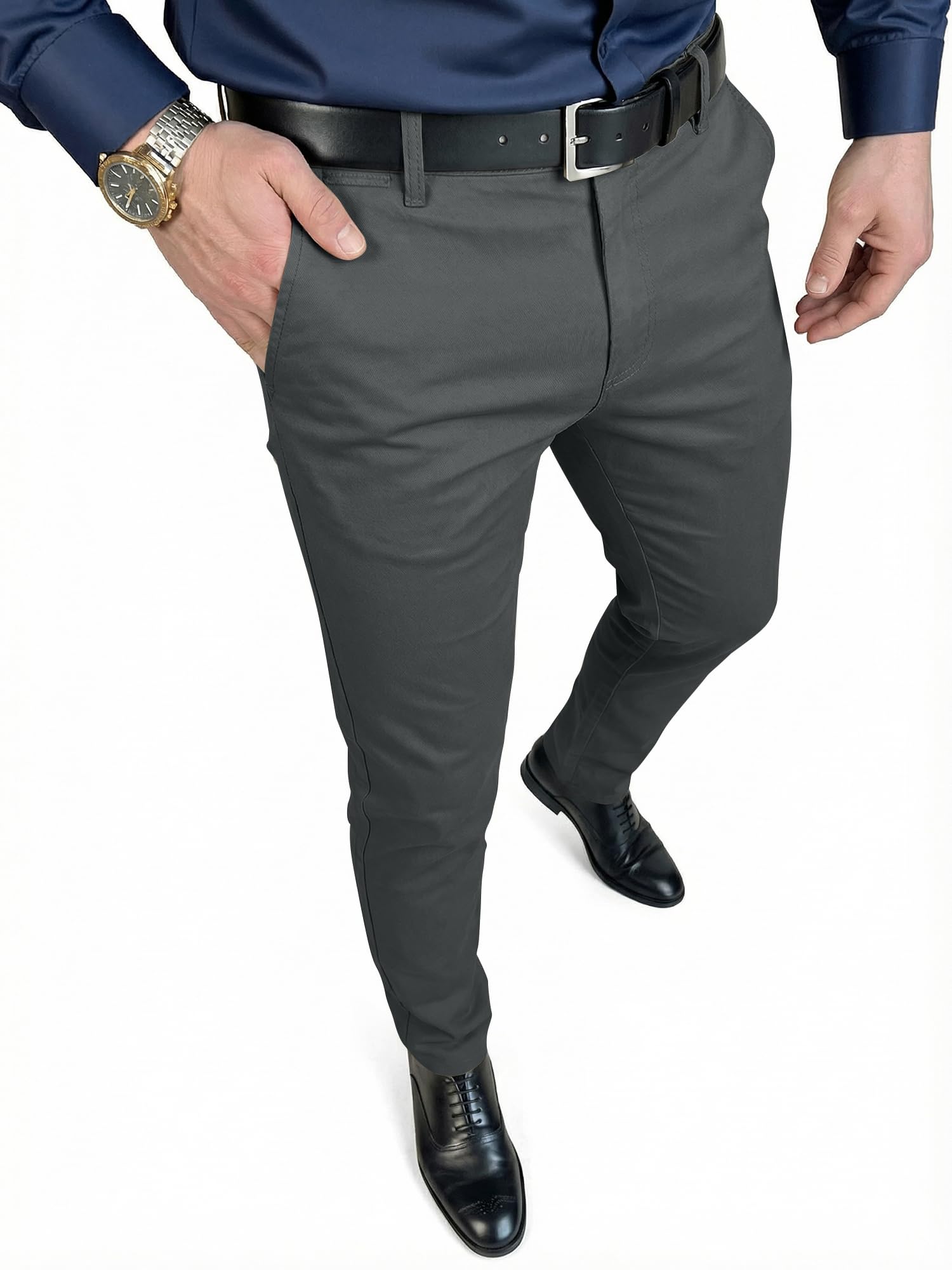 JMIERR Mens Skinny Stretchy Suit Pants Slim Fit Slacks Tapered Trousers