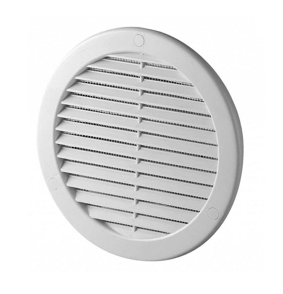 Air Vent Grille - with Fly Screen - Ventilation Duct Cover - 4" 6" 8" 10" 12" - White (Ø100mm)