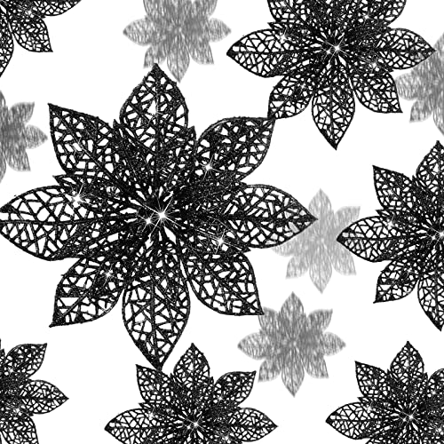 24 Stück Glitzer Weihnachtsstern Weihnachtsbaum Ornament Weihnachten...