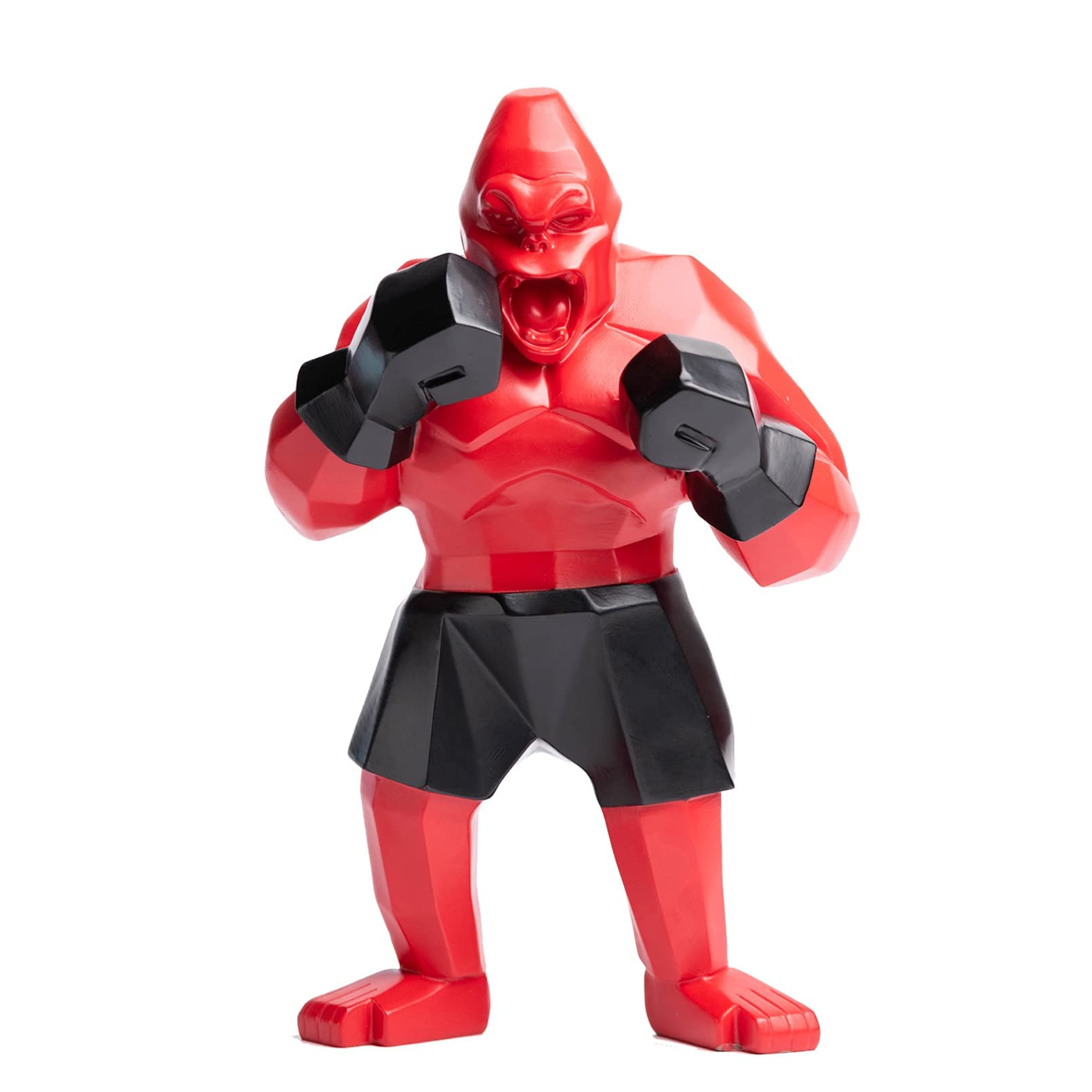 YXCQHZM Gorilla Statue, King Kong Statue, Resin Animal Decorative Statue Modern Sculpture Monkey Boxing Figurine for Decor (red)