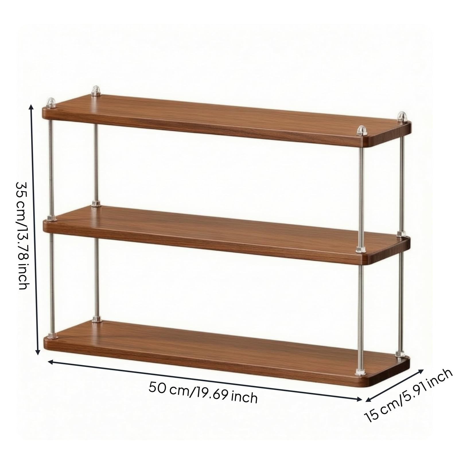 Scaffale a Ripiani Regolabile Elegante Rack da Tavolo con Finitura Finitura Legno Saldispazio Tazze per Caffè, Piano, L