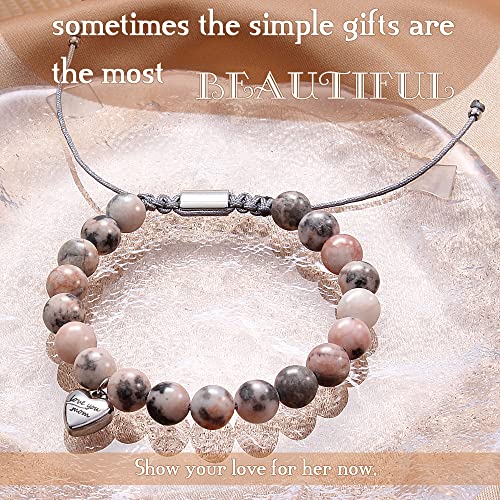 Stocking Stuffers for Teens, Christmas Gifts for Mom from Daughter Beaded Bracelets for Women Teen Girl Gifts Adjustable Charm Link Bead Birthday Graduation Gift for Her Girlfriend Sister
