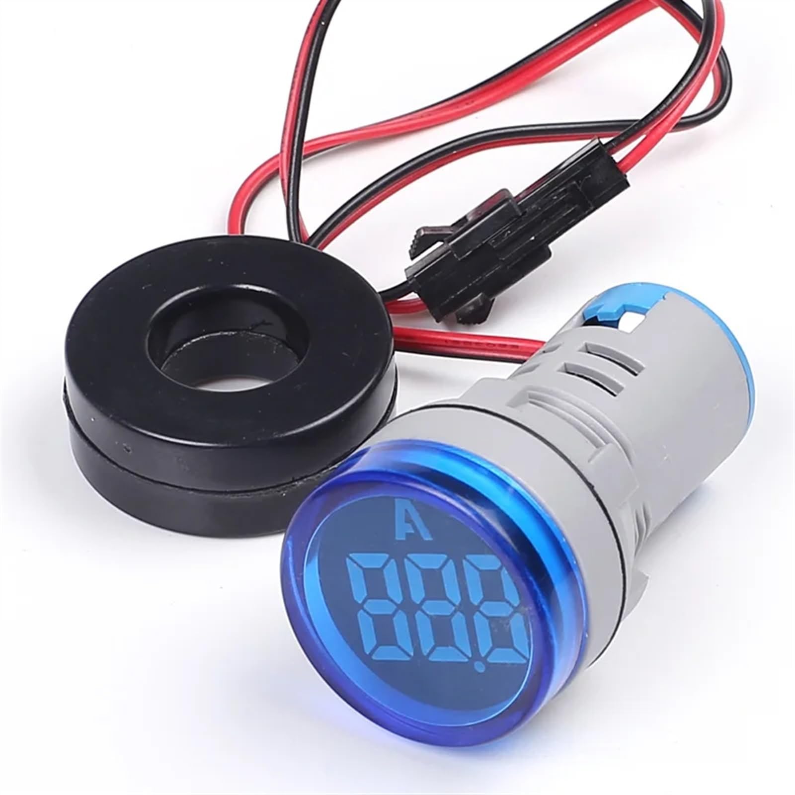 22mm Ampermeter AC220V 100A Digital Display Monitor Current Indicator Signal Light Ammeter Tester Measuring Ampere Meter(Blue)