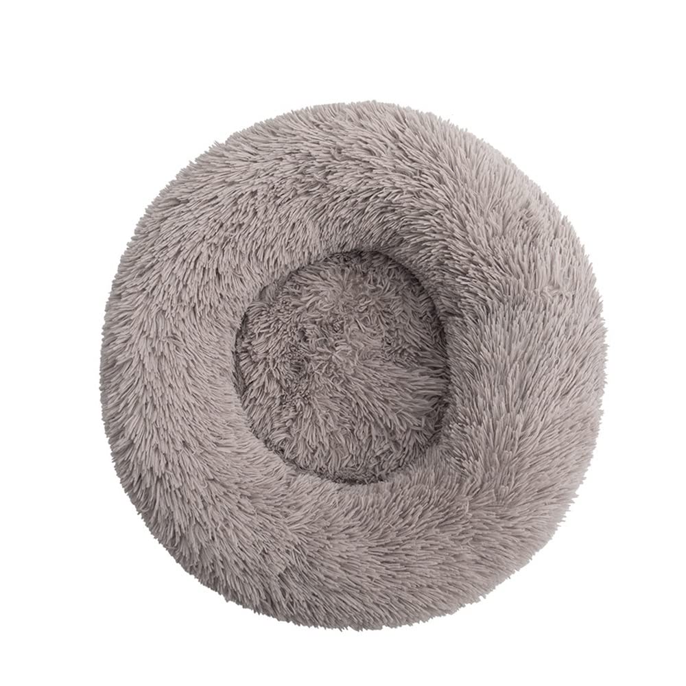 Lit apaisant pour chien rond en fausse fourrure premium 91 cm