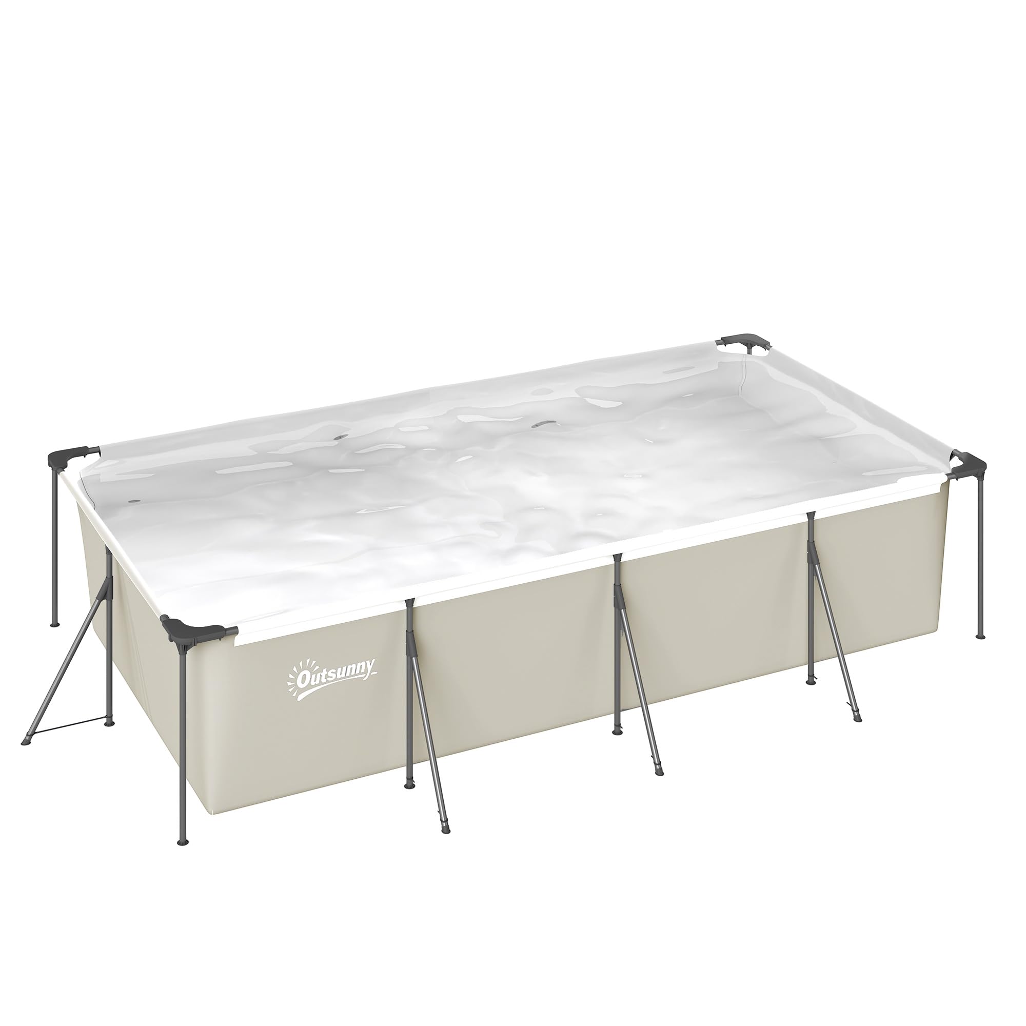 Outsunny Piscine Tubulaire Rectangulaire 394,5x208,3x80,5 cm 6075 L Gris | Nouvelle Structure Stable Antirouille, Piscine Hors Sol Famille De Jardin, Bassin PVC Triple Couche, Montage Facile