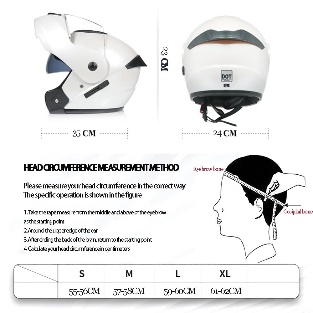 Casco Moto Integrato Modulare Bluetooth, Casco Integrale Uomini E Donne con Doppia Visiera Caschi Modulari Apribile Adulti Flip Full Face ECE Certification Casco da Motociclista