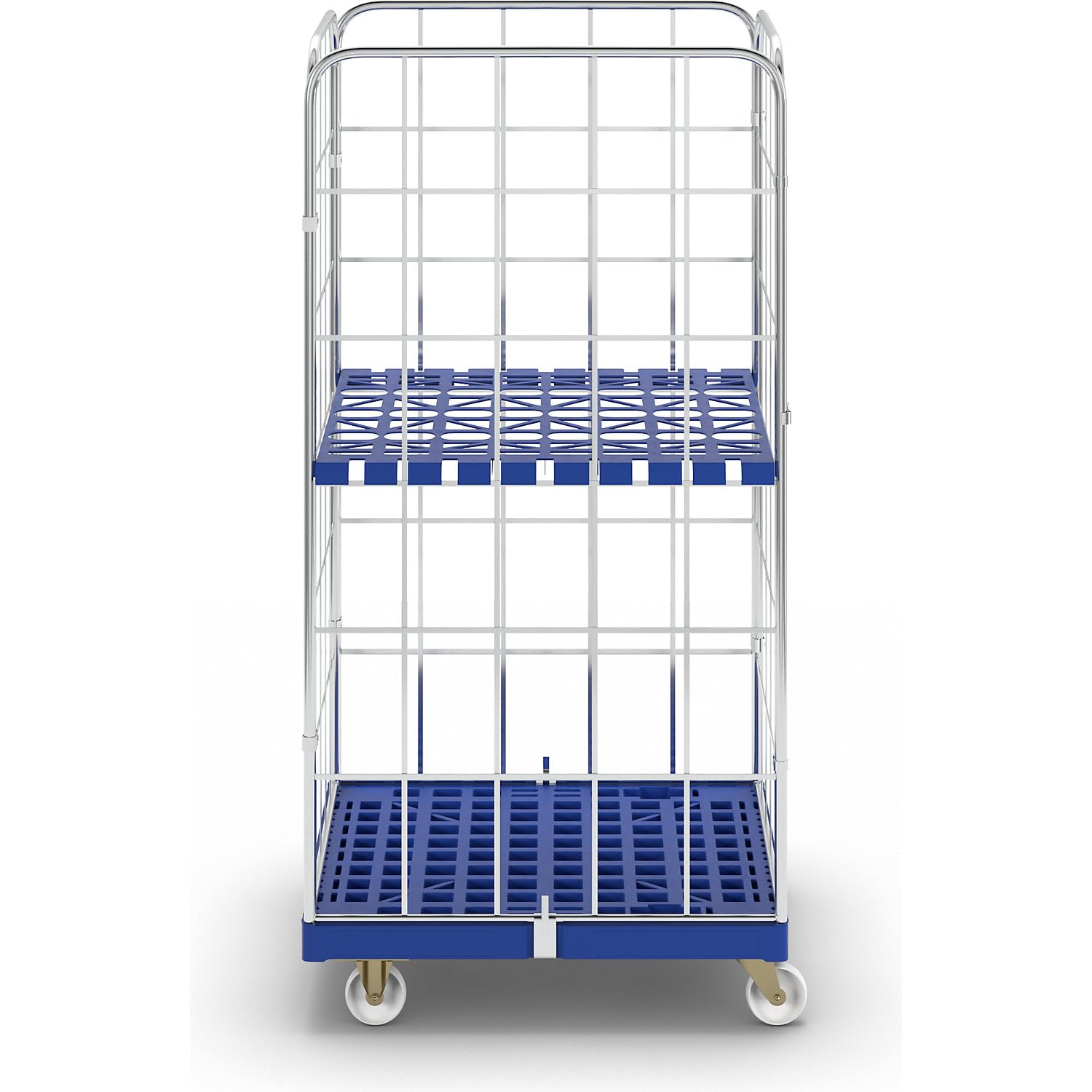 Roll-conteneur avec socle roulant en plastique, 4 côtés, galvanisé