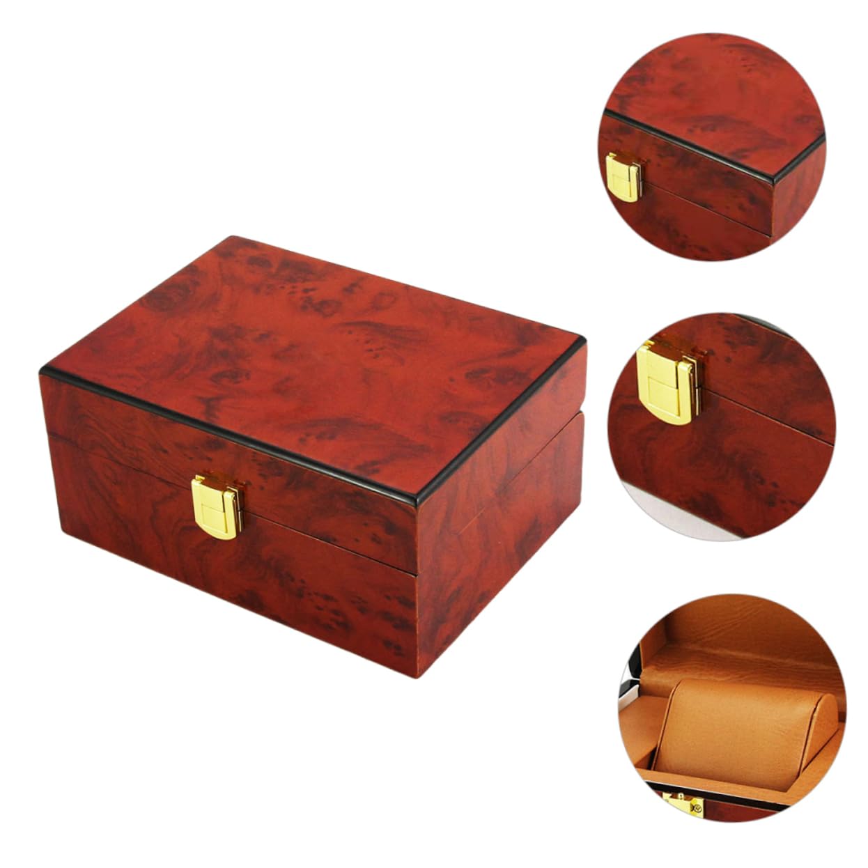 Healvian Boîte à Montre en Bois, Étui Élégant Coussins Amovibles