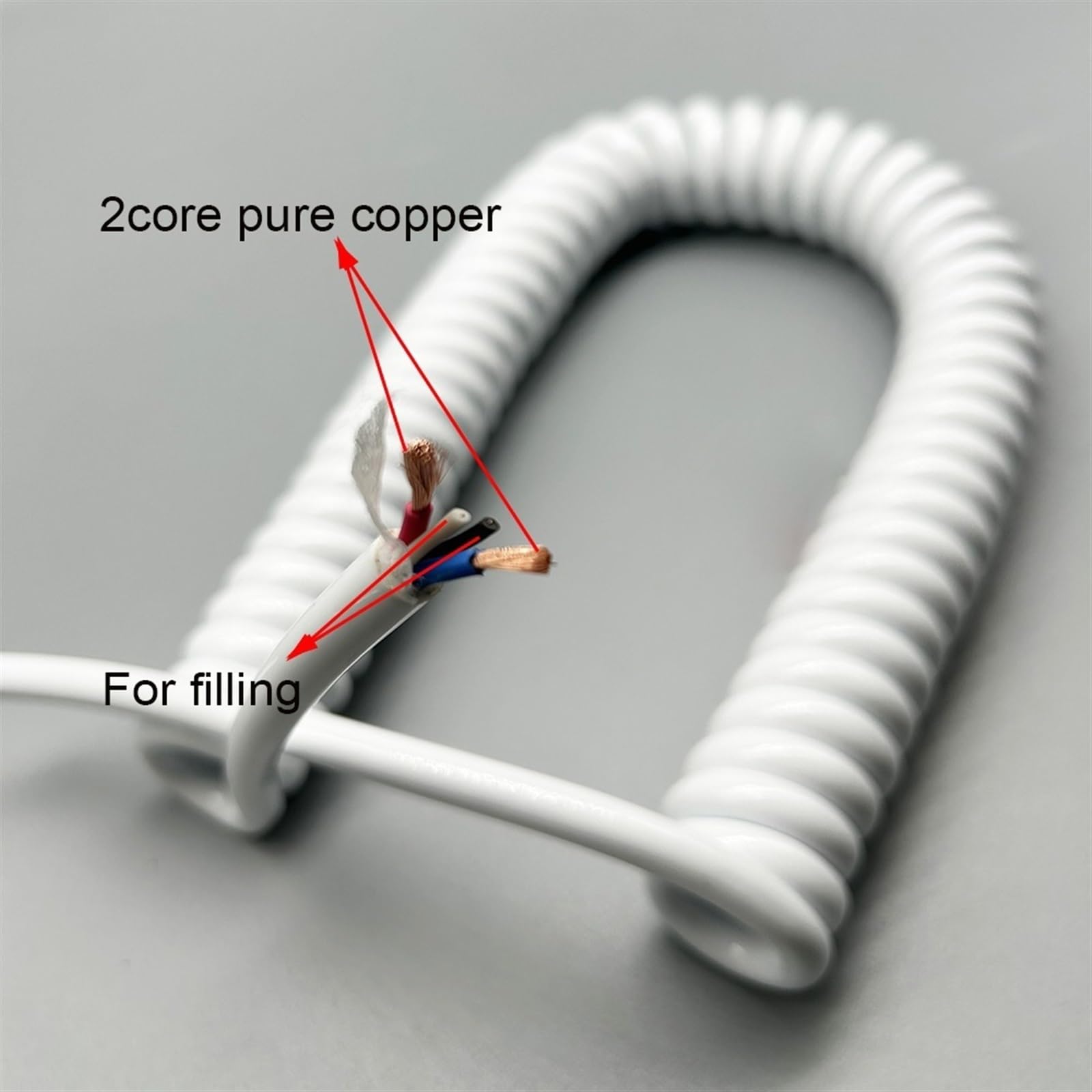 1,5 mm2 Przemysłowy 2-żyłowy spiralny kabel teleskopowy z czystej miedzi 1,5 mm2 do przedłużania pomieszczeń (Stretch 4 meters)