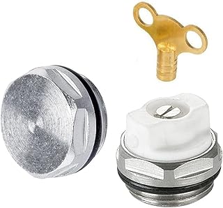UKDeals Direct® Radiator Air Bleeder, Blank Cap Set Manual Radiator AIR Vent Bleed Plug Valve Kit 1/2" BSP Including Brass Radiator Bleed Key