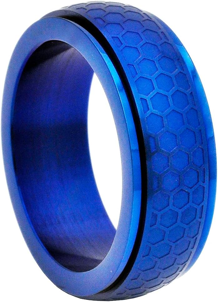 BLACKJACK Men's Textured Spinner Ring, Fidget Trinidad and Tobago