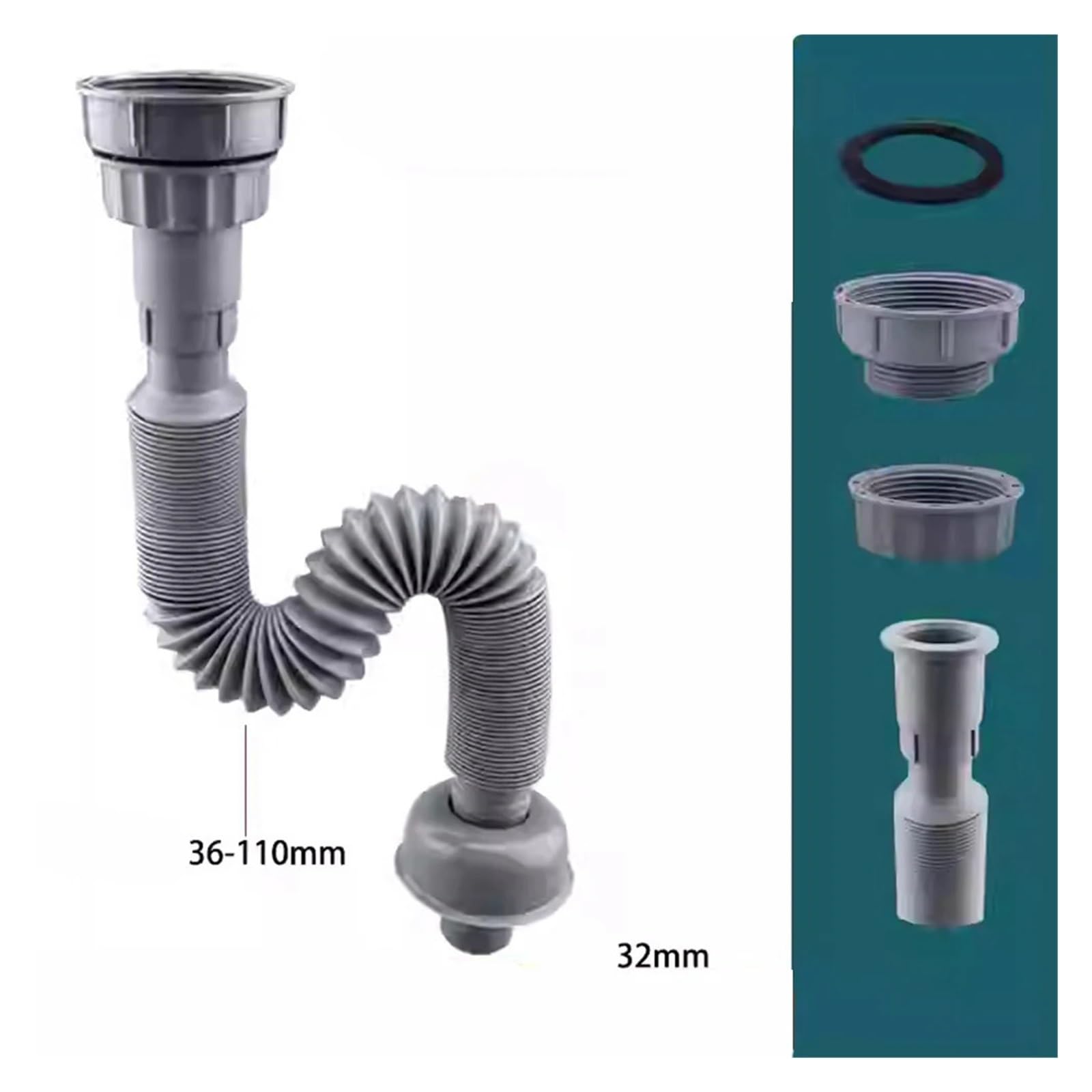 Tubo de desagüe for fregadero cocina, manguera conexión extensible, tubo for lavabo, for alcantarillado, interfaz adecuada 32/45/56 mm
